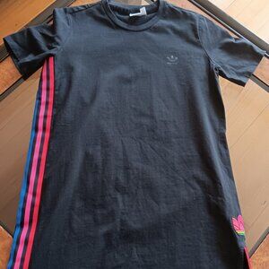 Women's Adidas Originals Shirt/Dress Black - Multicolor Trifold Stripe - Size L